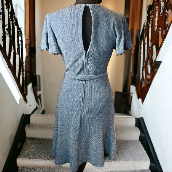 City Studio Estilo Faux Wrap Tiered Ruffle Dress Keyhole Back NWOT Blue Size 3 - Picture 3 of 13